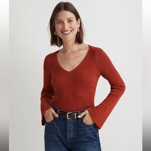 Madewell Flared-Sleeve V-Neck Sweater NWOT